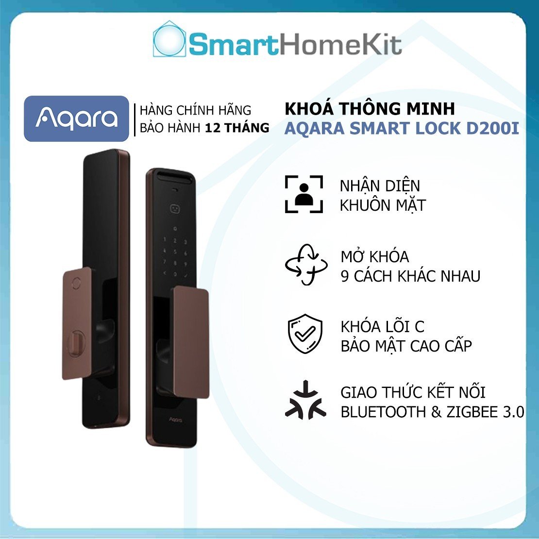 Khoá thông minh Aqara D200i Facial Recognition Door Lock nhận diện khuôn mặt 3D mở khóa thông minh - Hàng Chính Hãng - Bản Quốc Tế