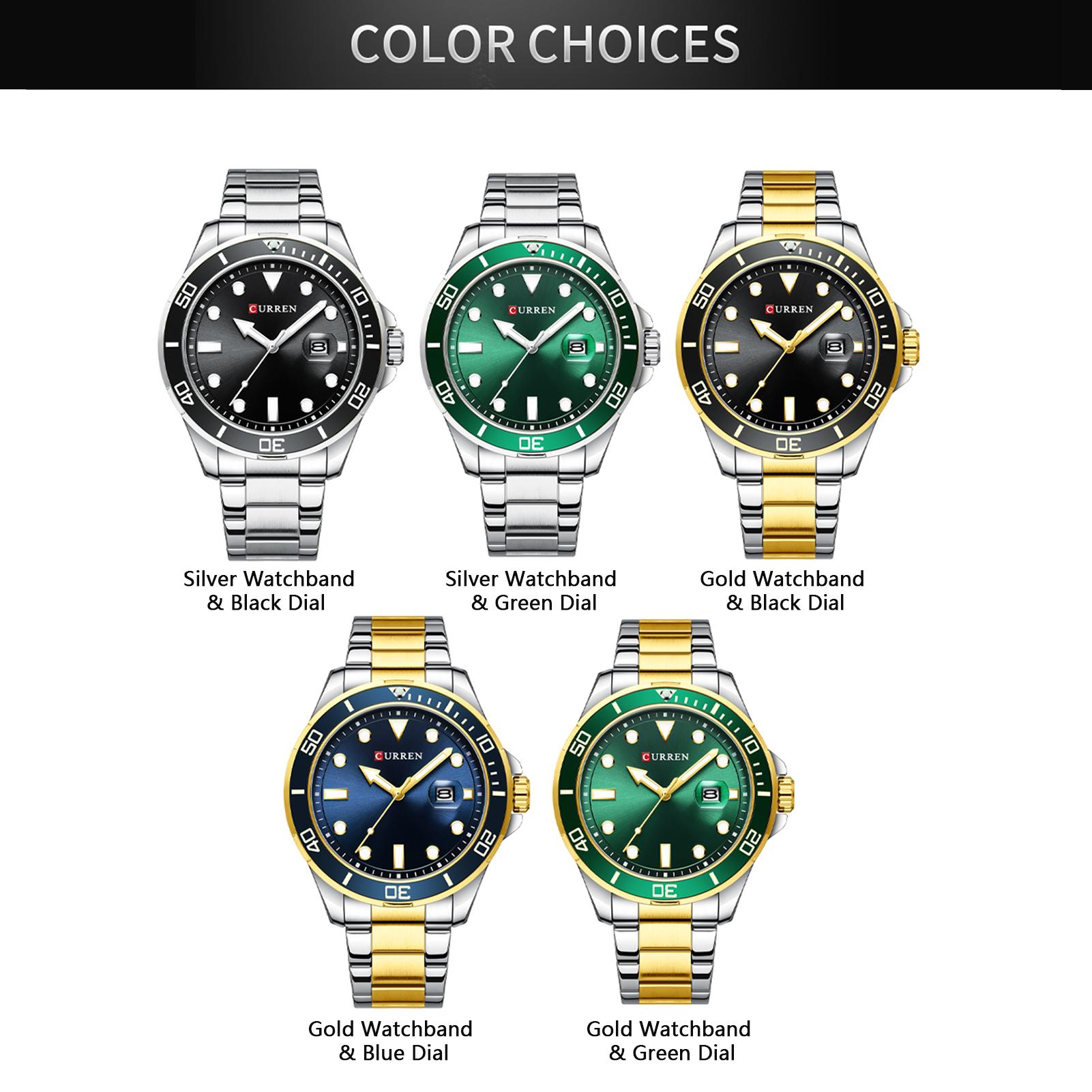 Đồng hồ CURREN Men Quartz cổ điển với dây đeo bằng thép không gỉ phát sáng 3ATM Chống thấm nước