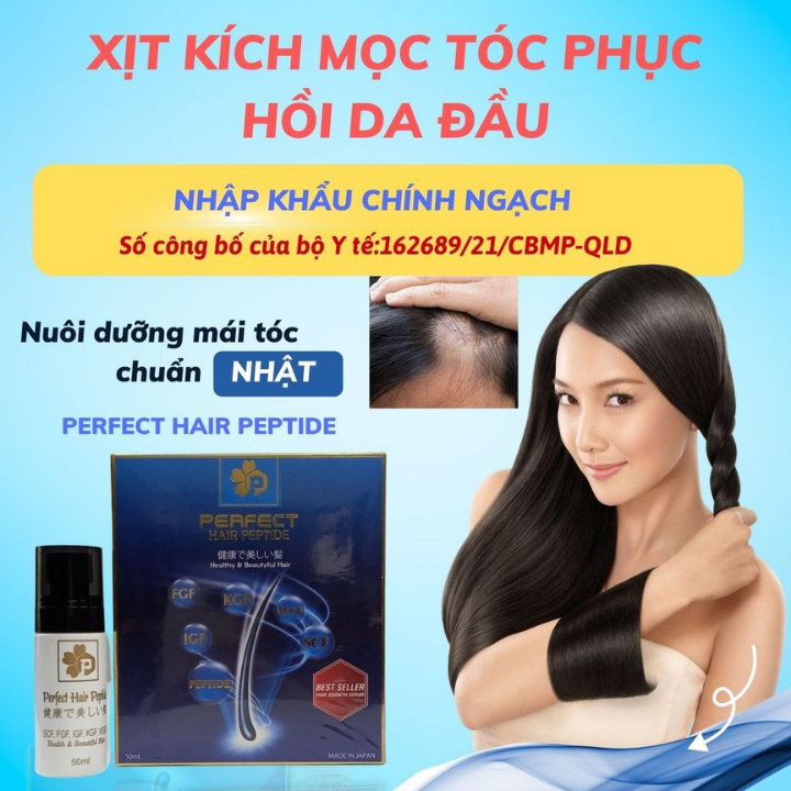 Xịt Mọc Tóc Perfect Hair Peptide 50ml Giúp Mọc Tóc, Phục Hồi Da Đầu, Sạch Gầu, khỏe Tóc