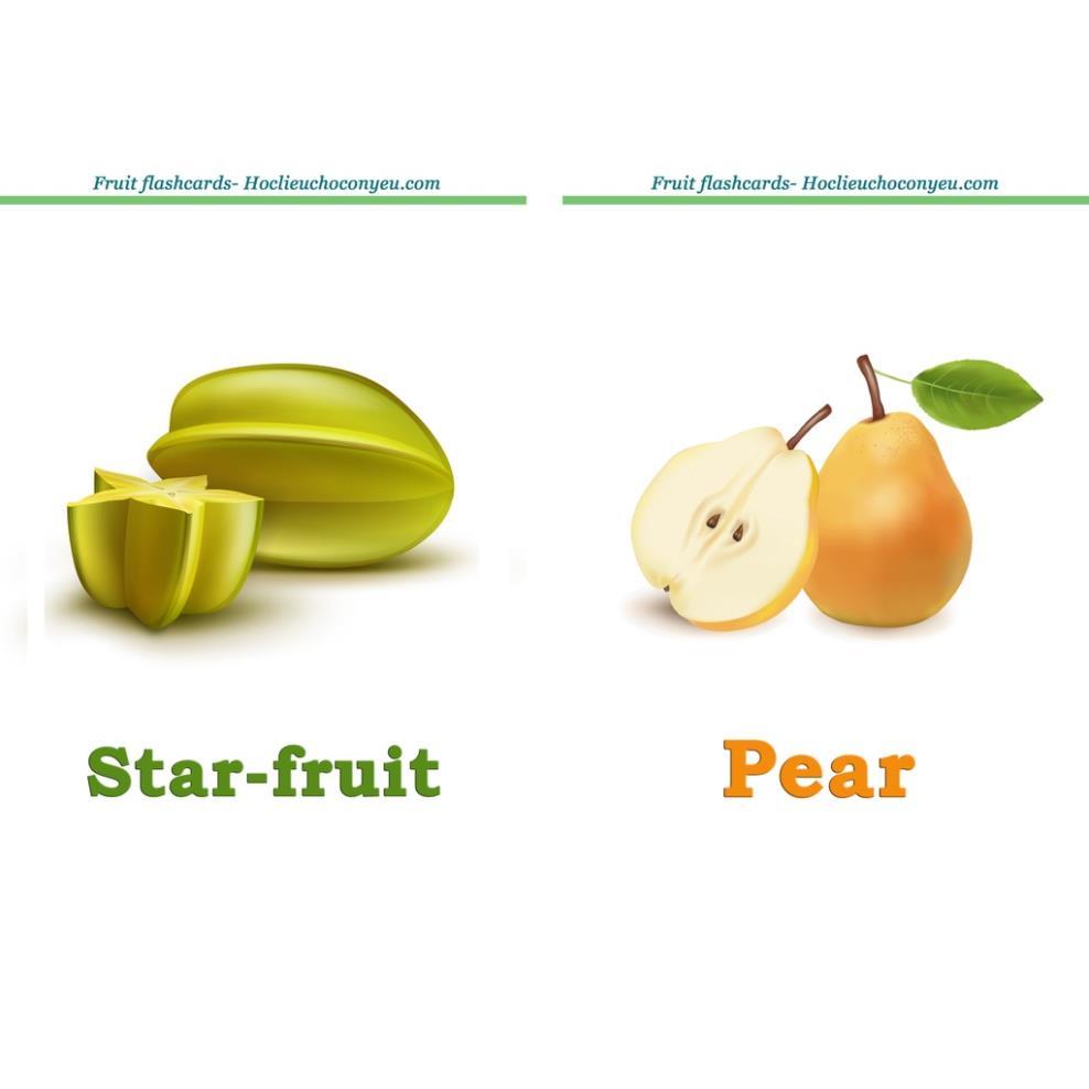 Flashcards Fruits - 40 thẻ chủ đề hoa quả