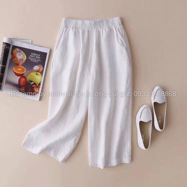 Quần ống rộng vải đũi xuông dáng lỡ dài 80cm thời trang quần sớ đũi 921-80
