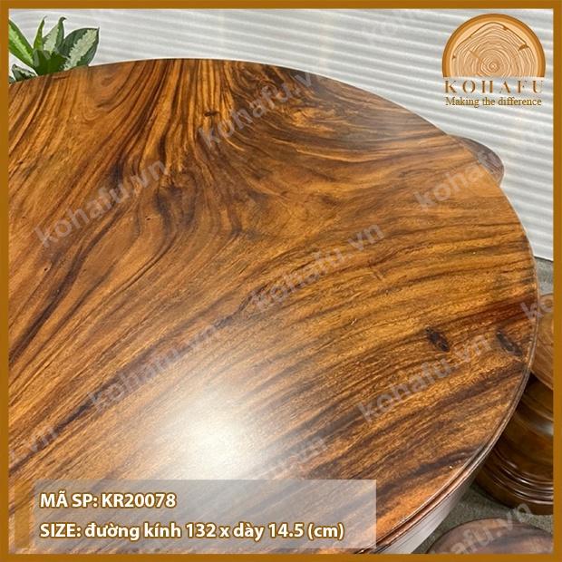 Bàn Tròn Nguyên Tấm Gỗ Me Tây - Đường Kính 1.32m