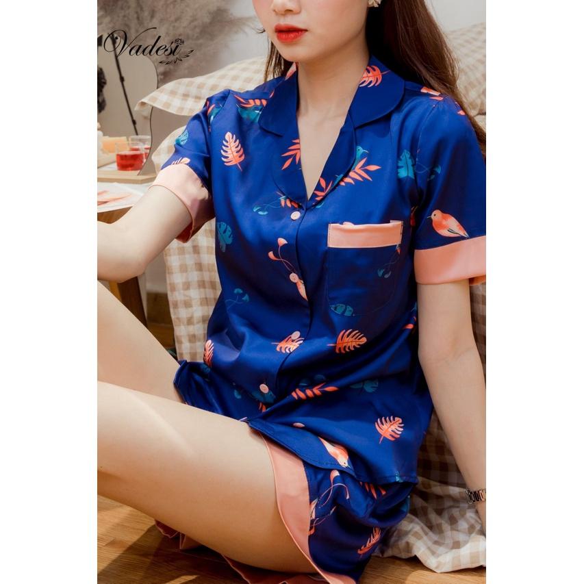 Bộ Pijama Đùi Nữ Lụa Luxury Cao Cấp Họa Tiết Đẹp - Vadesi