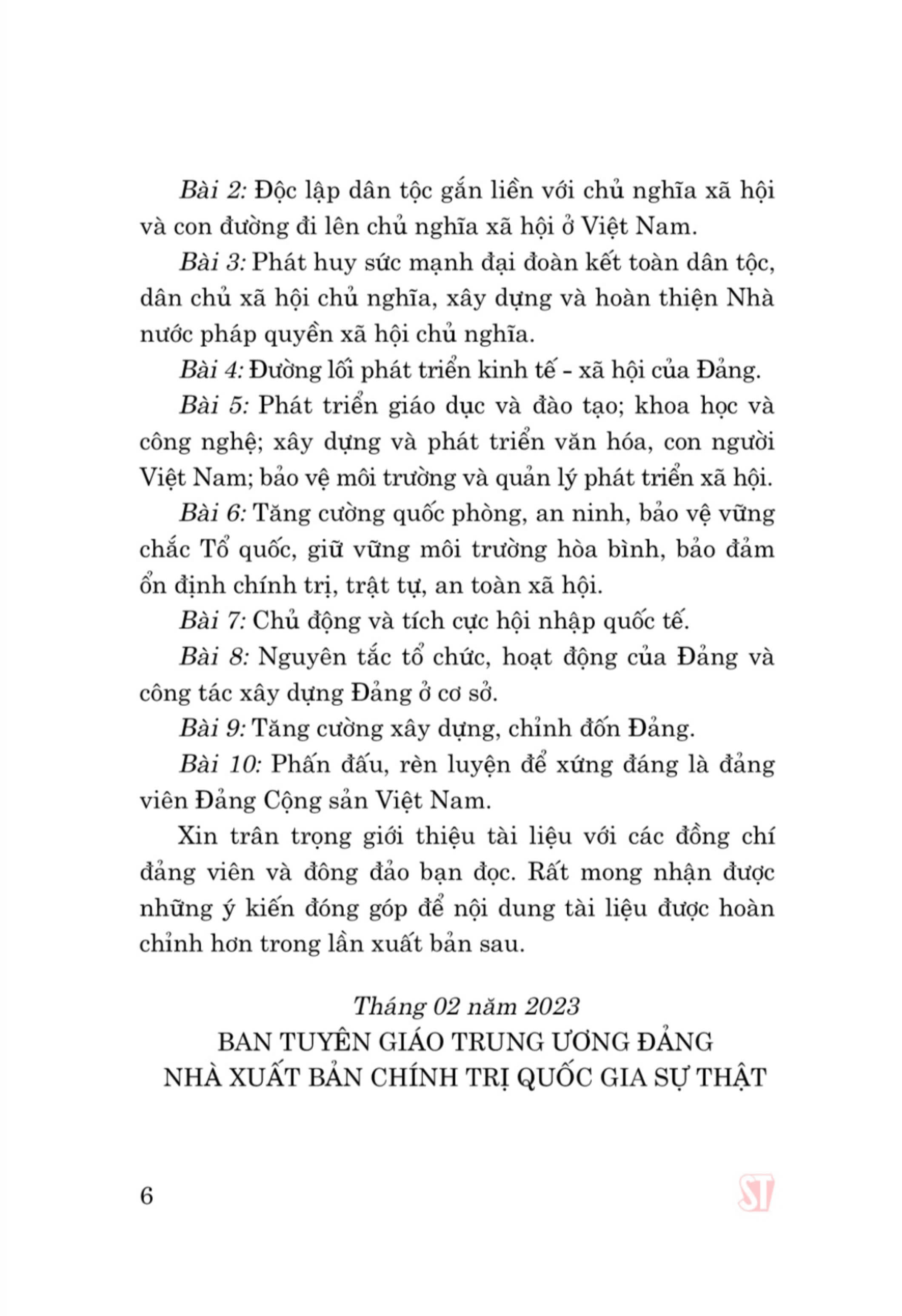 Tài liệu bồi dưỡng lý luận chính trị dành cho đảng viên mới (xuất bản lần lần thứ 21 có sửa chữa, bổ sung)