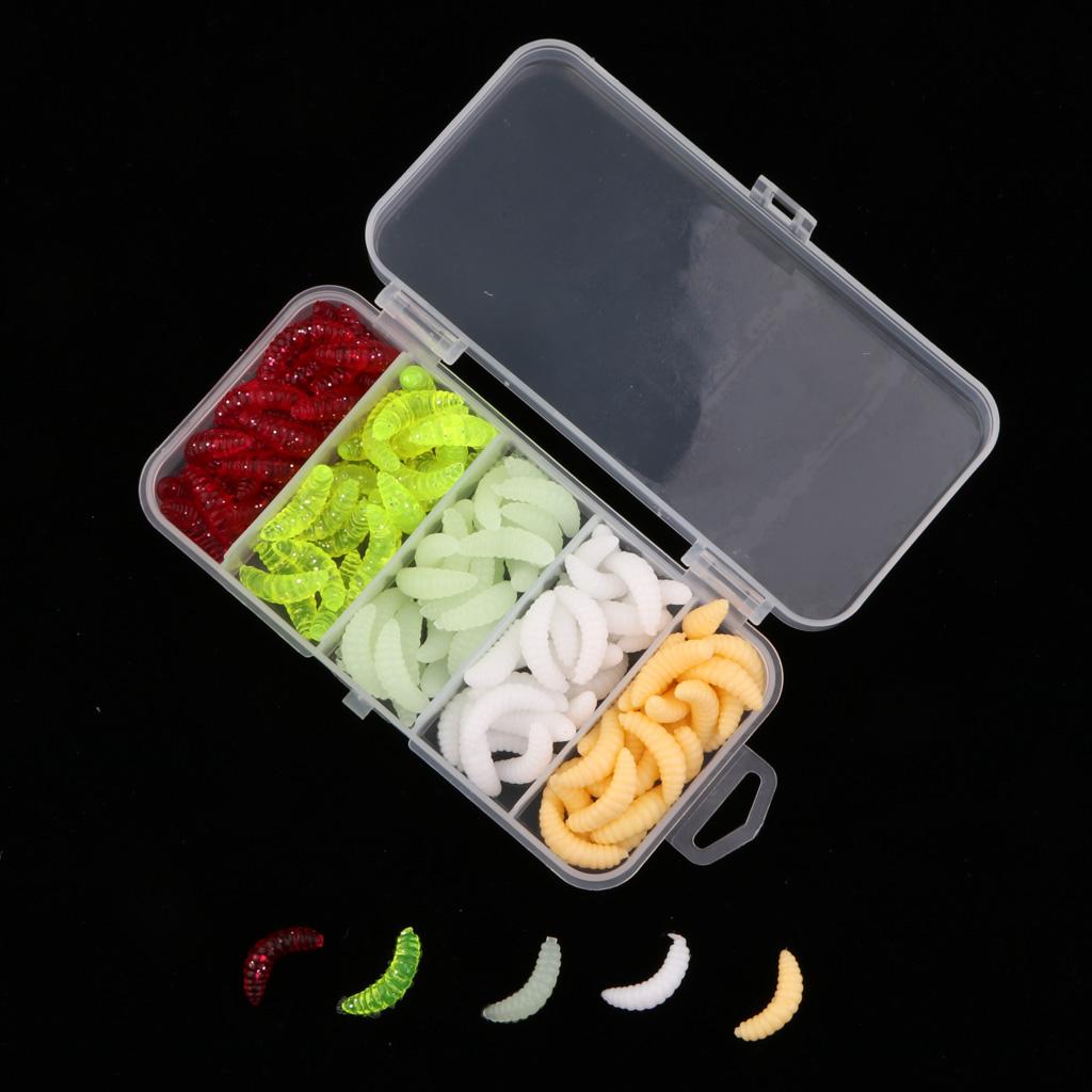 125Pcs Maggot Grub Worm Fishing Lures Bionic Grub Shape Baits for Carp