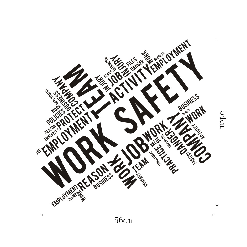 Decal dán tường Work Safety trang trí văn phòng, phòng làm việc với thông điệp hay AmyShop (54 x 56 cm)