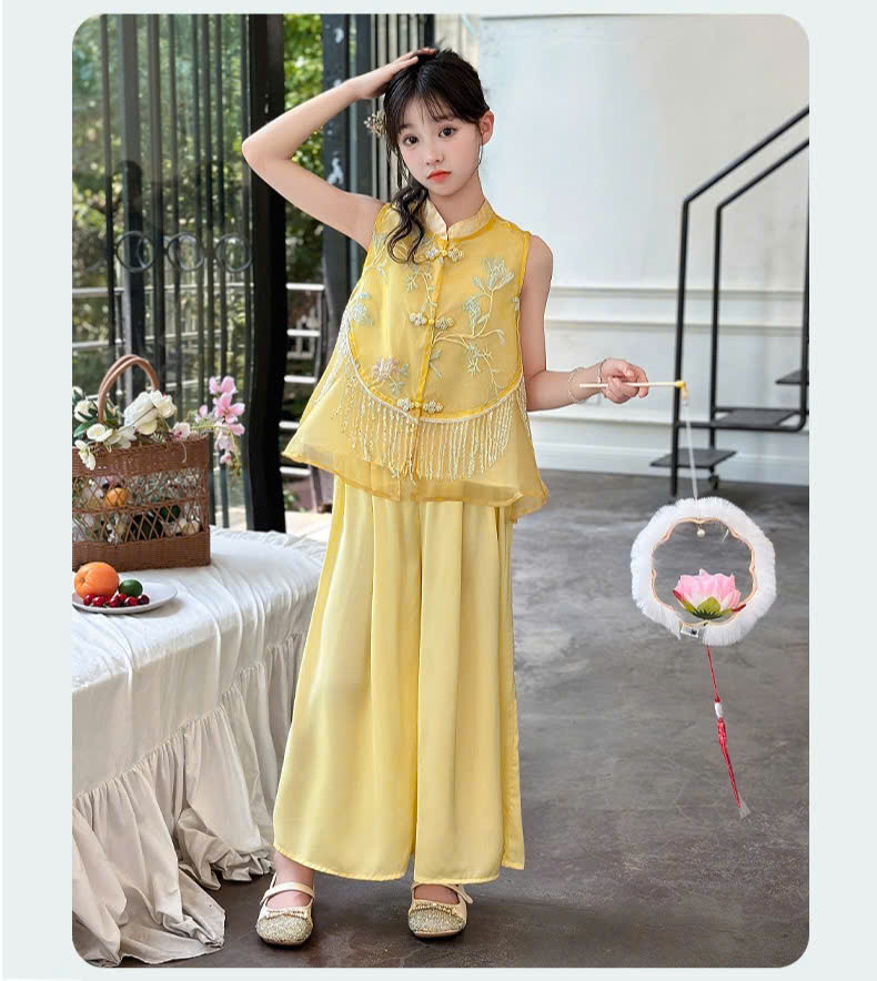 Set bộ cổ trang hanfu phong cách trung hoa cho bé gái diện lễ tết trung thu đẹp size 110-170 hàng Quảng Châu