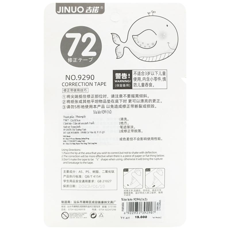 Vỉ 2 Bút Xóa Kéo - Jinuo 9290 (Mẫu Màu Giao Ngẫu Nhiên)