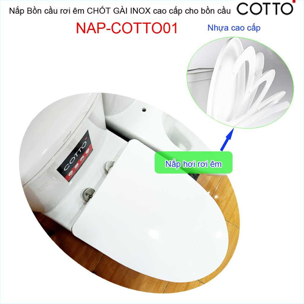 Nắp đậy cho bồn cầu 1 khối Cotto Thailand , nắp bồn cầu khối NAP-COTTO01 nhựa dày siêu bóng