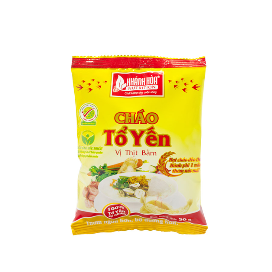 Cháo Tổ Yến Đậu Xanh Vị Thịt Bằm/Cháo Tổ Yến Vị Thịt Bằm - Khánh Hòa Nutrition - Thùng 30 gói/gói 50G