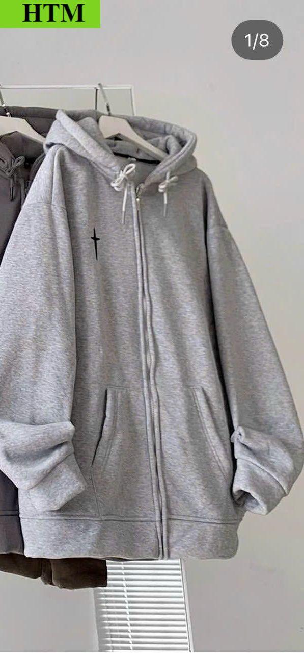 [FREESHIP] Áo Khoác Hoodie Zip Nam Nữ Chất Liệu Vải Nỉ Dày Có In Chữ Dấu Thập Ngay Áo Mang Cá Tính Form Rộng Hàng Hot Trend HTM FASHION - Black