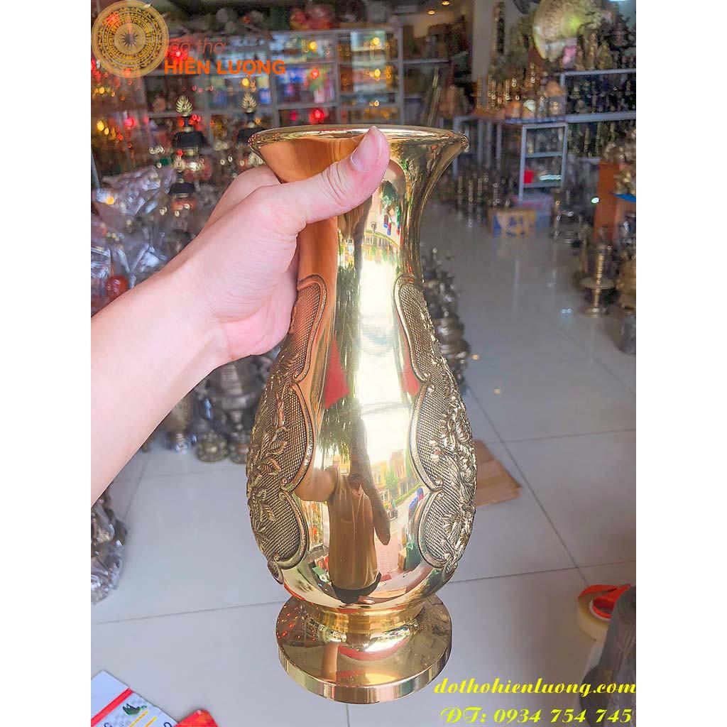 Lọ Hoa Bông Cúc Dáng Củ Tỏi Bằng Đồng Cao 30cm