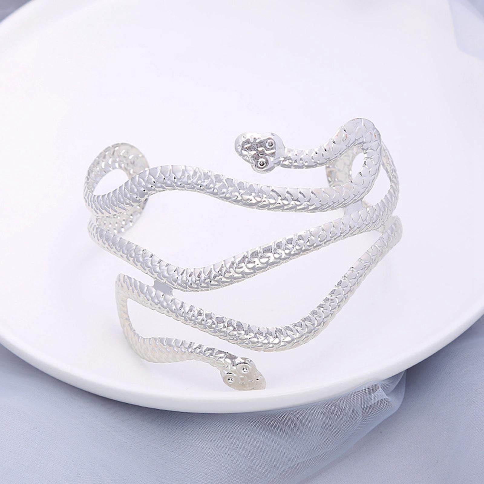 Gold&Silver Upper Arm Cuff Adjustable Snake Punk Armlet Bangle Jewelry