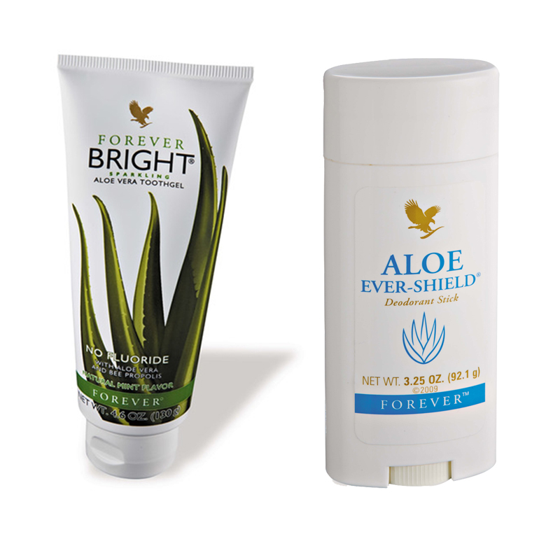 Combo Sáp khử mùi không chứa muối nhôm Aloe Ever – Shield (#067) và Kem Đánh Răng Lô Hội Forever Bright Toothgel (#028)