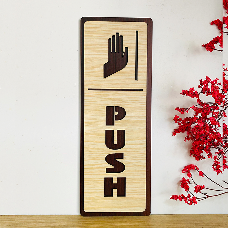 Bảng Push – Pull, Kéo - Đẩy gỗ decor dán cửa ra vào sang trọng, độc đáo – PP10