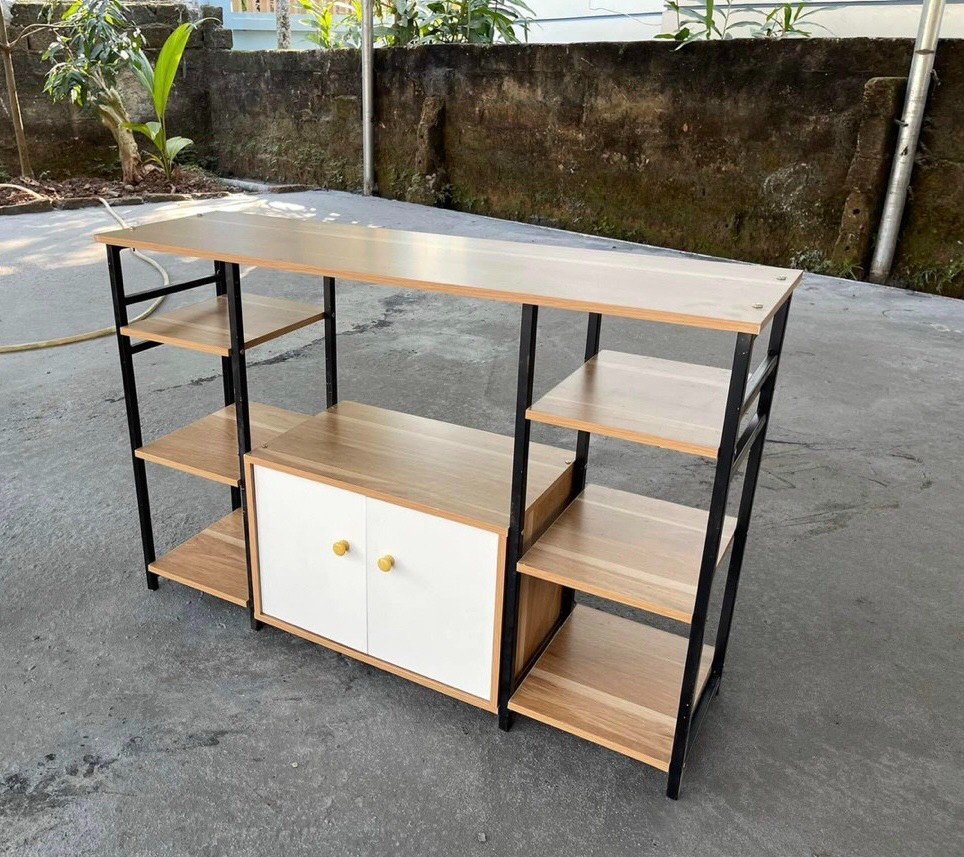 Kệ lò vi sóng đôi, tủ bếp để lò nướng đa năng hiện đại khung sắt sơn tĩnh điện, gỗ MDF phủ Melamine TAGO33