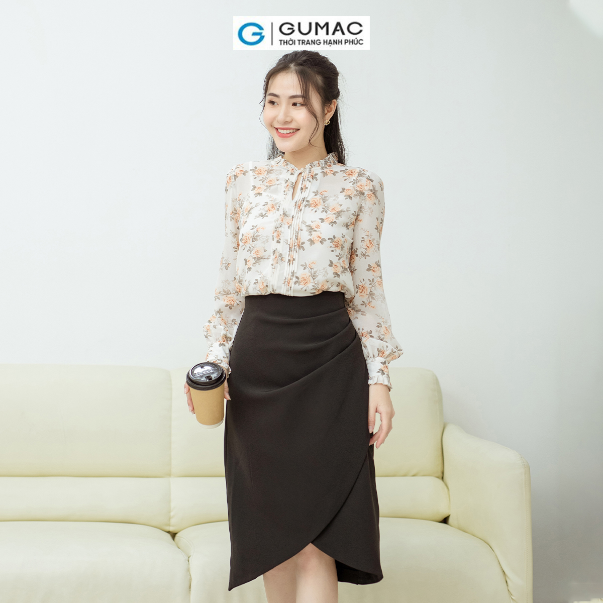 Áo xếp ly viền bèo GUMAC AD08017