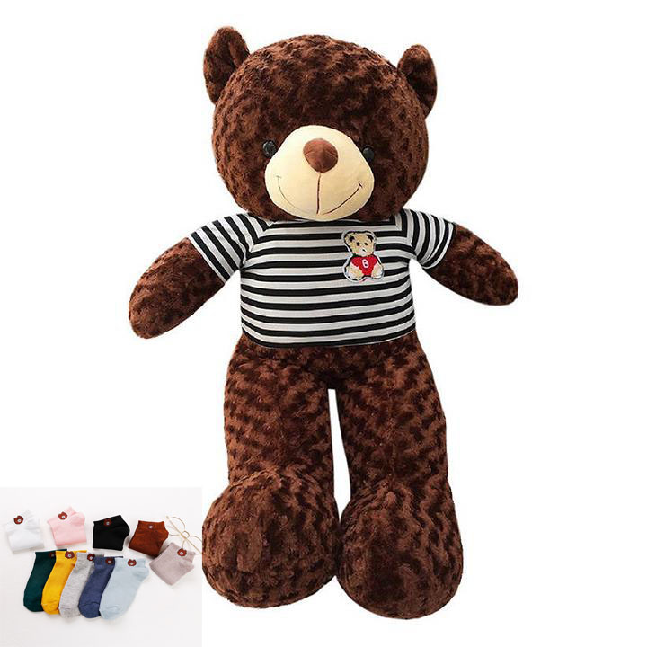 Gấu Bông Teddy Chỉ Áo Len UNISU 60cm Siêu Mềm Mịn Dễ Thương Cute -Màu nâu socola-Tặng Kèm Tất Gấu Đáng Yêu