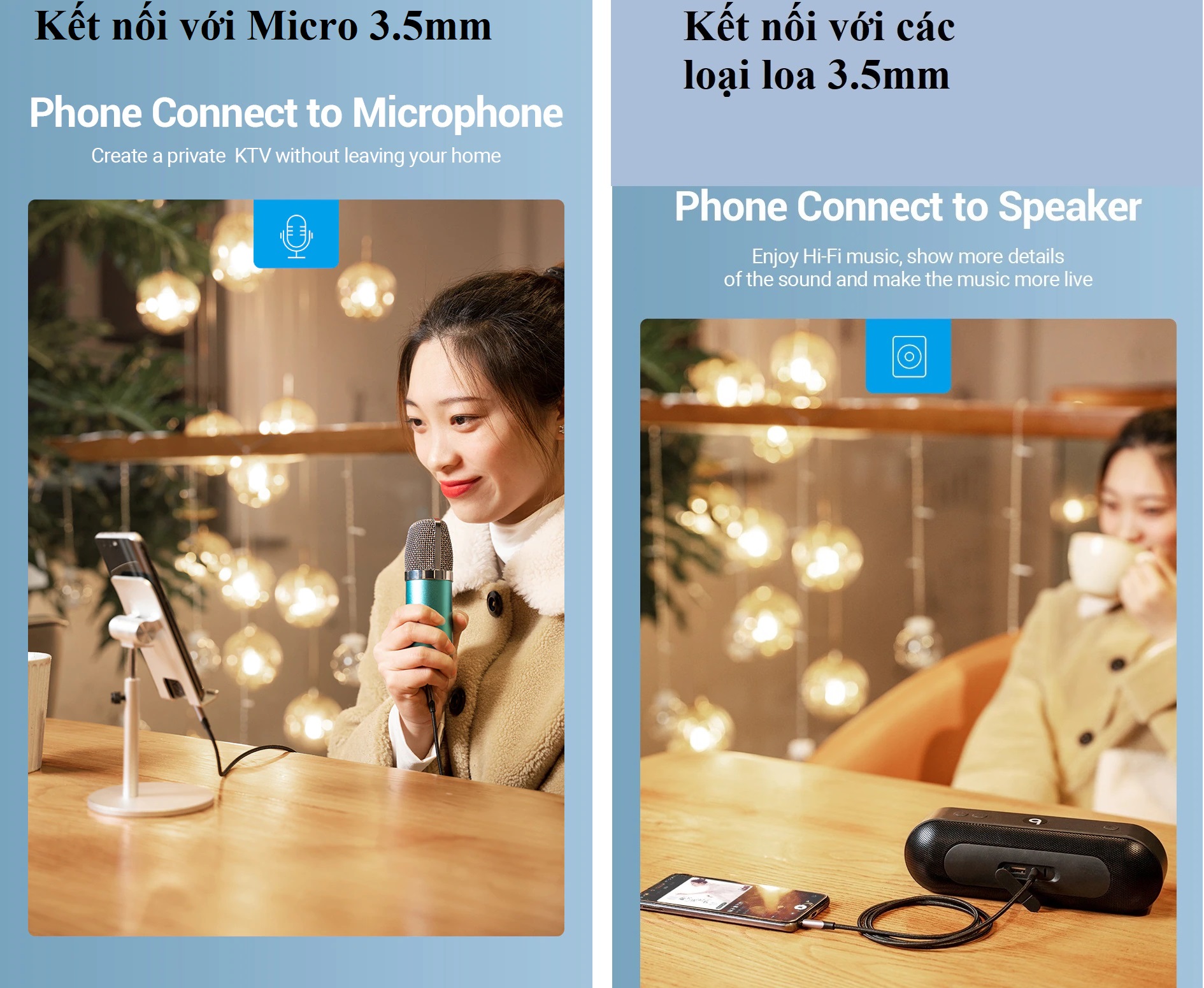 Cáp âm thanh TRRS 2 đầu 3.5mm hỗ trợ Mic live stream Vention BAQ (1m) - Hàng Chính hãng