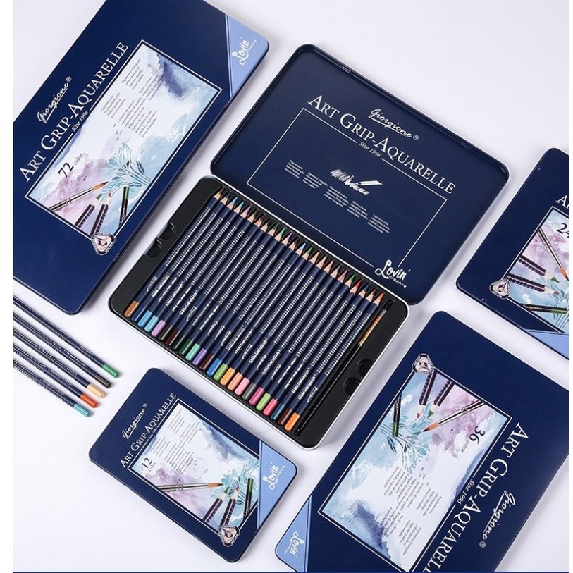 Bút chì màu nước Giorgione hộp Thiếc Cao Cấp Mới Lalunavn 24/36/48/72 màu vẽ cute xinh yêu