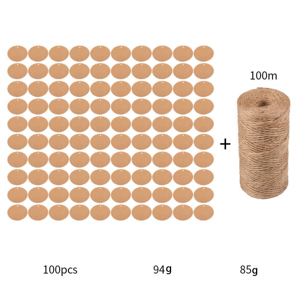 Kraft Paper Tags,100pcs Kraft Paper Gift Tags Craft Hang Tags with Free 100 Meters Natural Jute Twine for Gifts Arts and Crafts Wedding Holiday