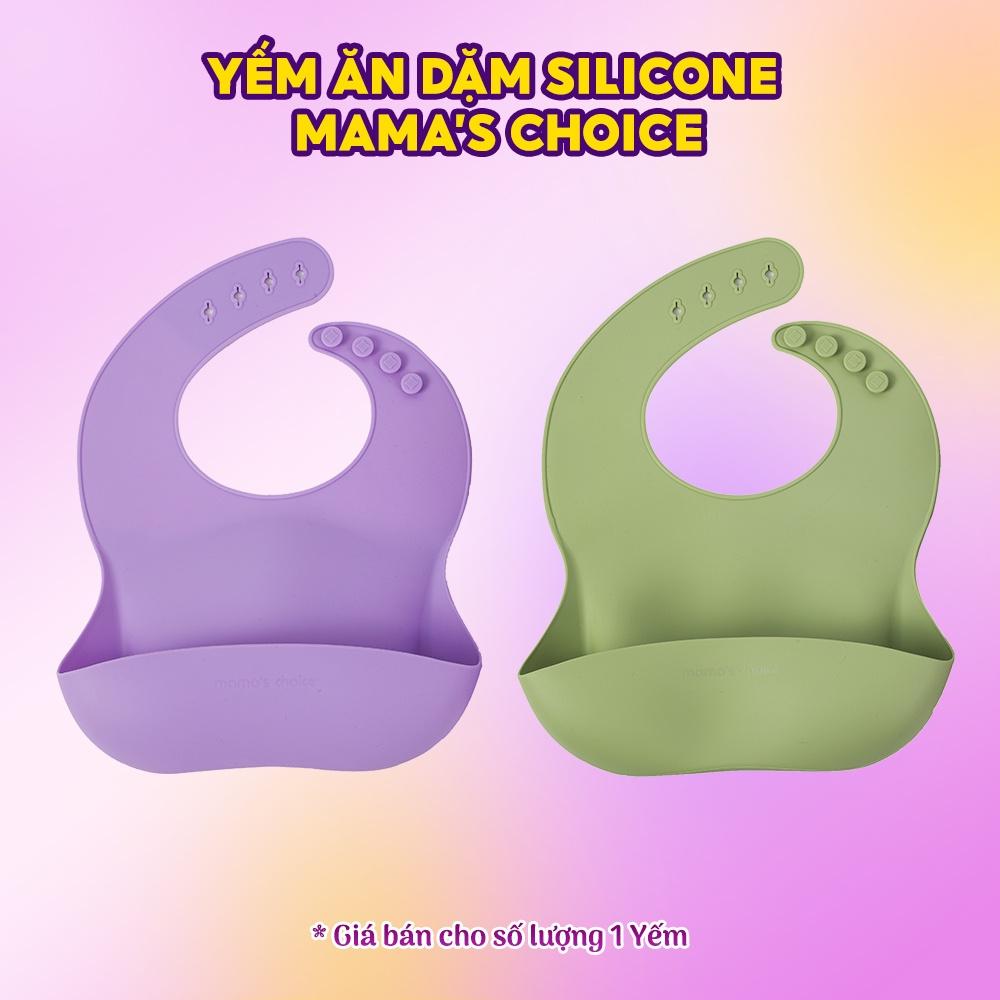 Yếm Ăn Dặm Silicone Mama's Choice Cao Cấp, Thiết Kế Đặc Biệt với Máng Chắn Thức Ăn và Nấc Điều Chỉnh Phù Hợp Với Bé