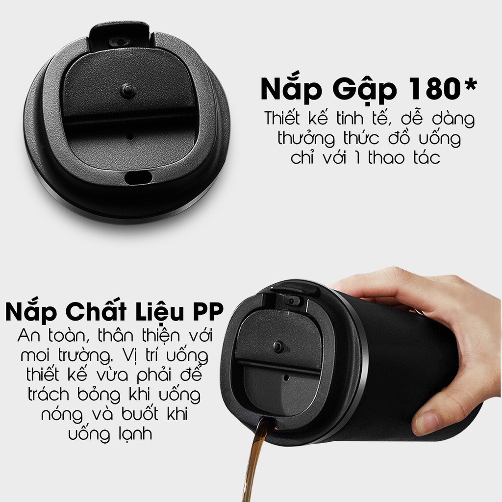 Cốc giữ nhiệt khắc tên 510ml, bình nước khắc tên theo yêu cầu ly cafe inox 304 lưu nhiệt nóng lạnh 6H-8H