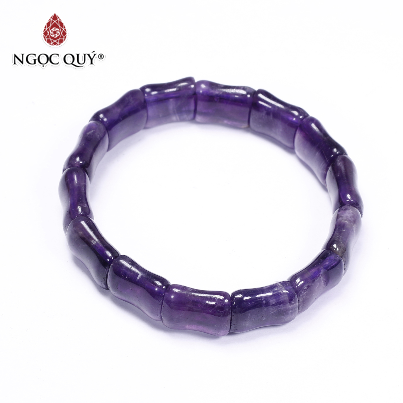 Vòng tay đá thạch anh tím đốt trúc 14.5x11.5mm mệnh hỏa. thổ - Ngọc Quý Gemstones