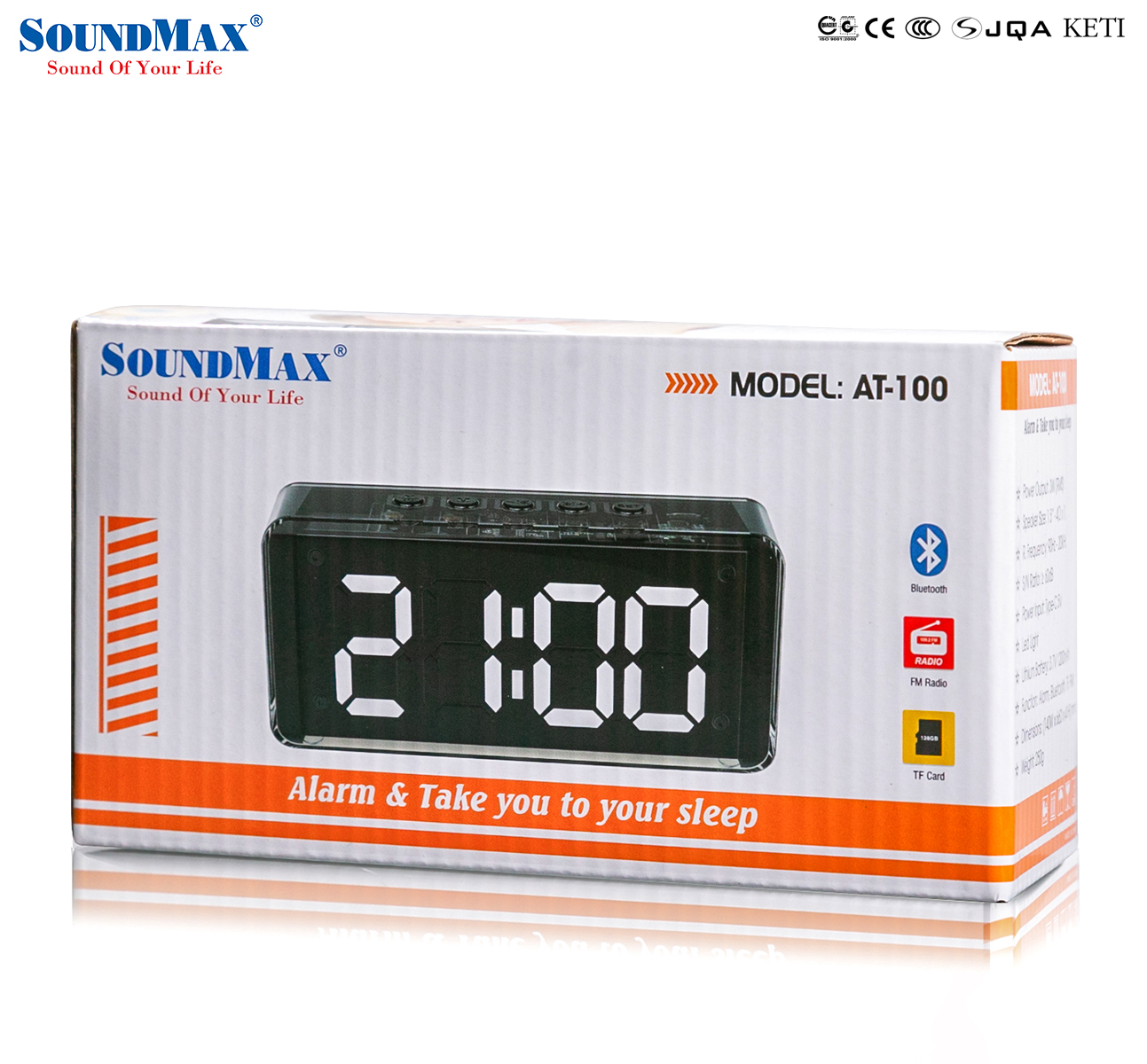 [Hàng Chính Hãng] Loa bluetooth kiêm đồng hồ báo thức SoundMax AT-100 | AT100 với thiết kế hiện đại - Loa nghe nhạc bluetooth - Đồng hồ điện tử trang trí bàn làm việc