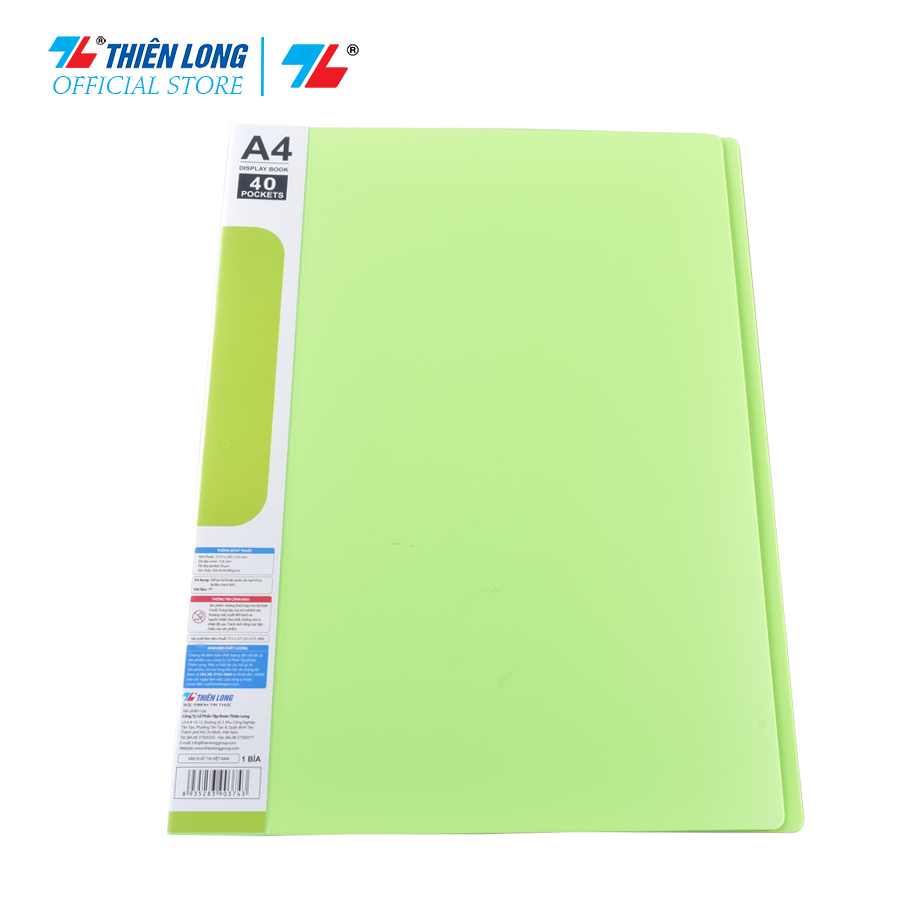 Hình ảnh Bìa đựng hồ sơ 40 lá sức chứa 200 tờ A4 80 gsm Thiên Long Flexoffice FO-DB008