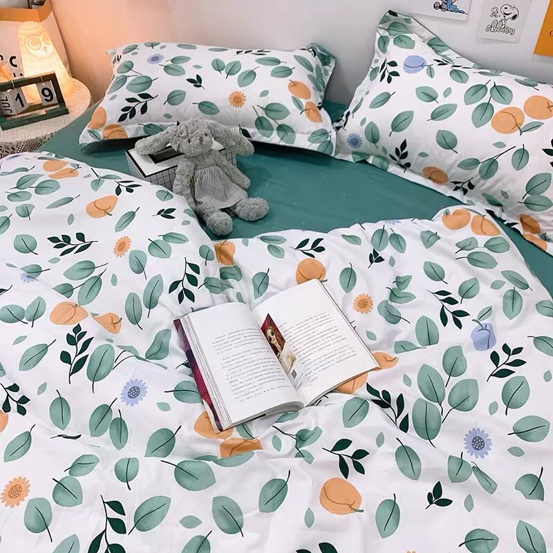 Bộ Chăn Chần Ga Gối Cotton LIDACO SP001133 - Trái Đào Cam