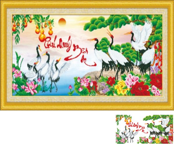 Tranh đính đá phú quí bình an LV358 117 x 58 cm chưa đính