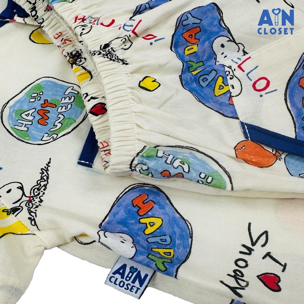 Bộ quần áo Ngắn bé trai họa tiết Cún Snoopy xanh Cotton - AICDBT4KNEAT - AIN Closet