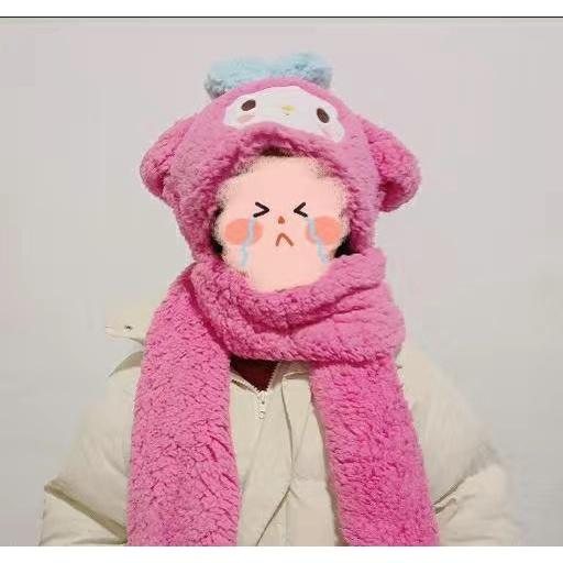 Bộ mũ nón kèm khăn choàng cổ & găng tay nhân vật hoạt hình Sanrio character bằng lông nhung dễ thương đáng yêu