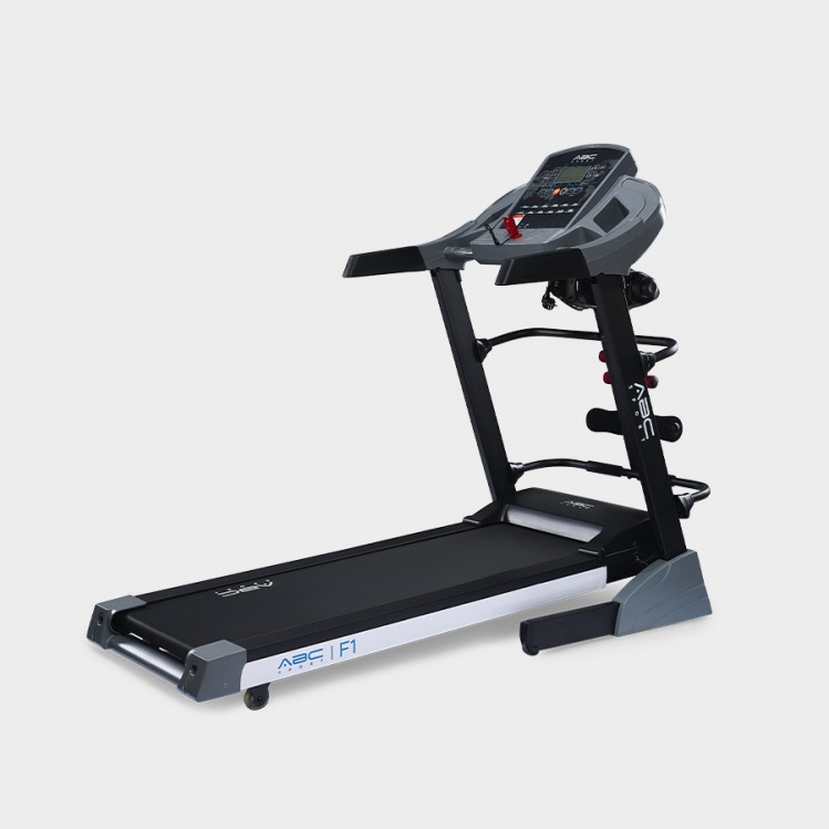 Máy chạy bộ đa năng ABCSport F1, tải trọng tối đa 120kg, nâng dốc tự động đến 18%, hệ thống giảm xóc hiện đại, vùng chạy rộng bức tốc tới 14km/h