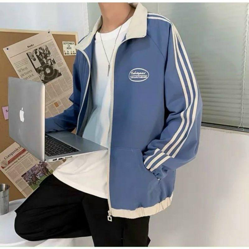 (Có Bigsize) Áo khoác Dù 2 lớp in logo Ulzzang unisex Couple ,Áo Gió Bomber Jacket sọc phối màu form rộng kiểu Hàn quốc