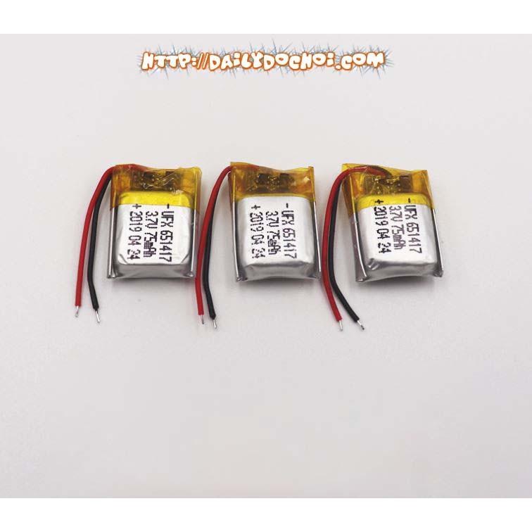 Pin sạc 3.7V dung lượng 75mAh có mạch bảo vệ và hai dây hàn trực tiếp