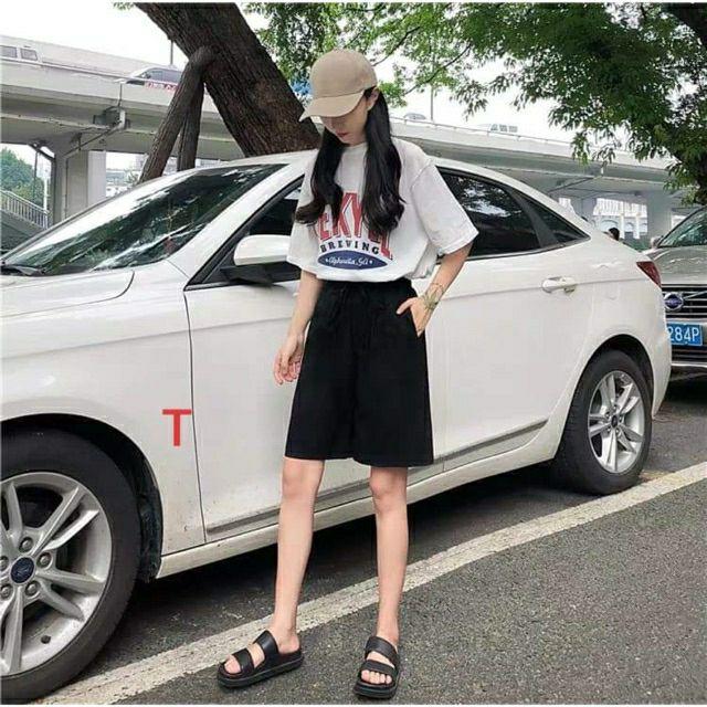 Quần short nữ, dáng sooc đùi chất đũi xước Nhật cạp cao, lưng thun co giãn, có bigsize cho người béo đến 95Kg