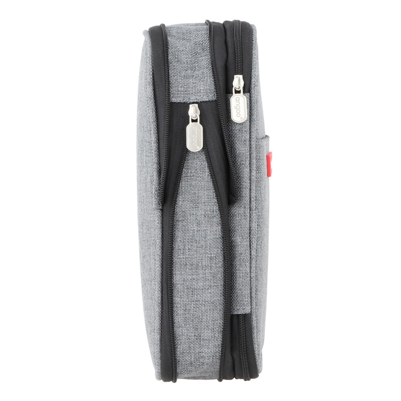 Large Capacity Pencil Case Canvas Holder Bag for Girl Boy Teen ,Grey Compact
