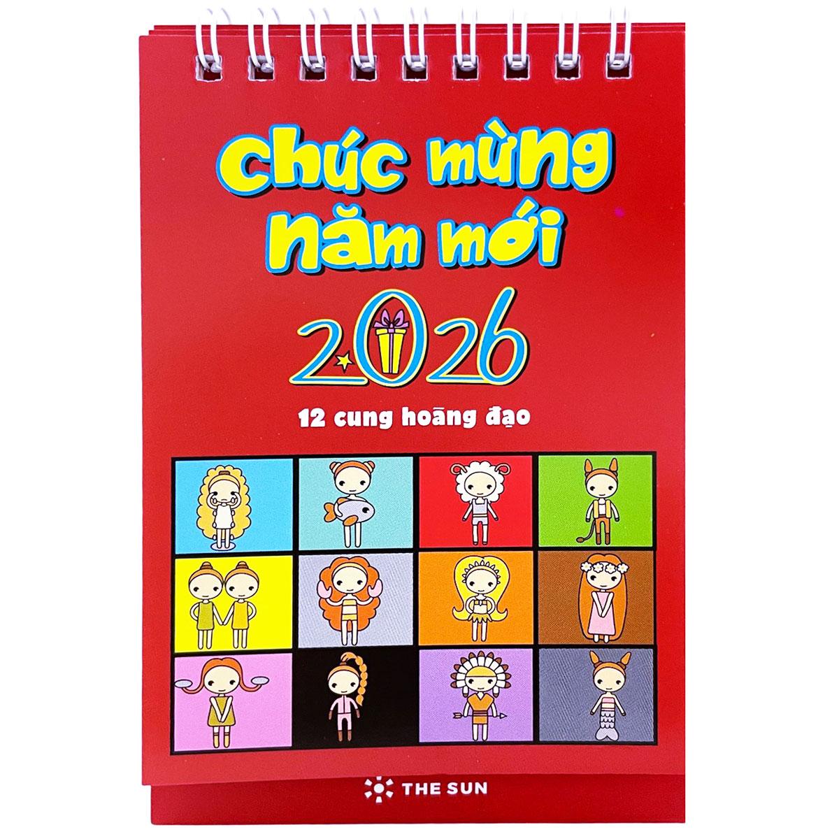 Lịch Bàn Chữ A 2026 - The Sun - 12 Cung Hoàng Đạo