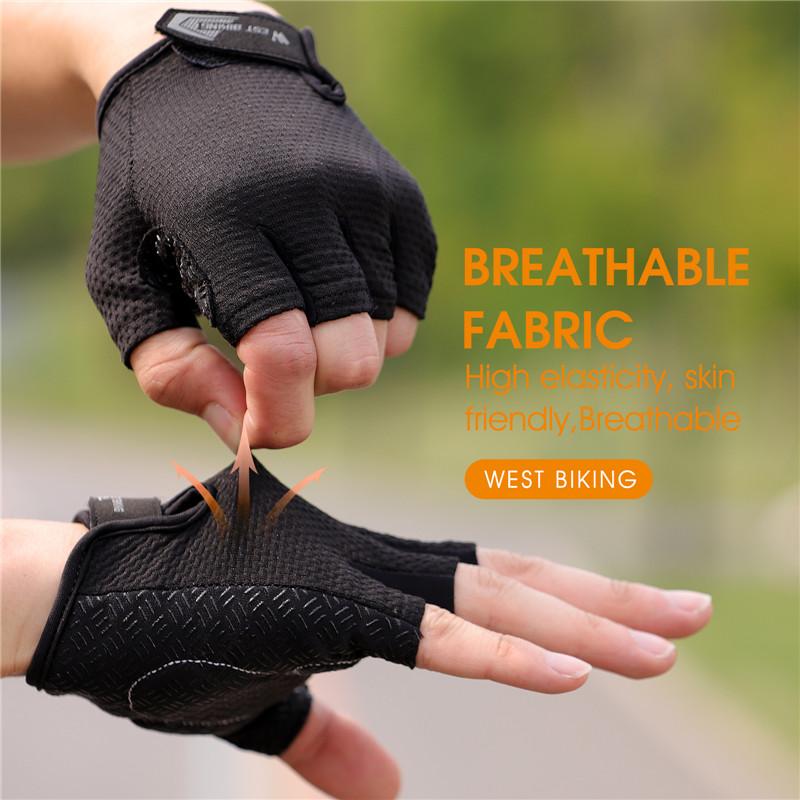 Găng tay xe đạp thể thao WEST BIKING Thoáng khí chống trượt Găng tay xe đạp đường trường MTB Màn hình cảm ứng Nam nữ Găng tay xe đạp chạy bộ ngoài trời Color: 223 Full Black Size: XL