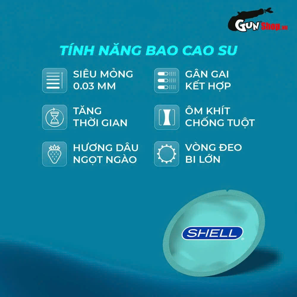 Bao cao su Shell Play Aura - Tổng hợp 6 tính năng - Hộp 10 cái + 1 Play Box Aura
