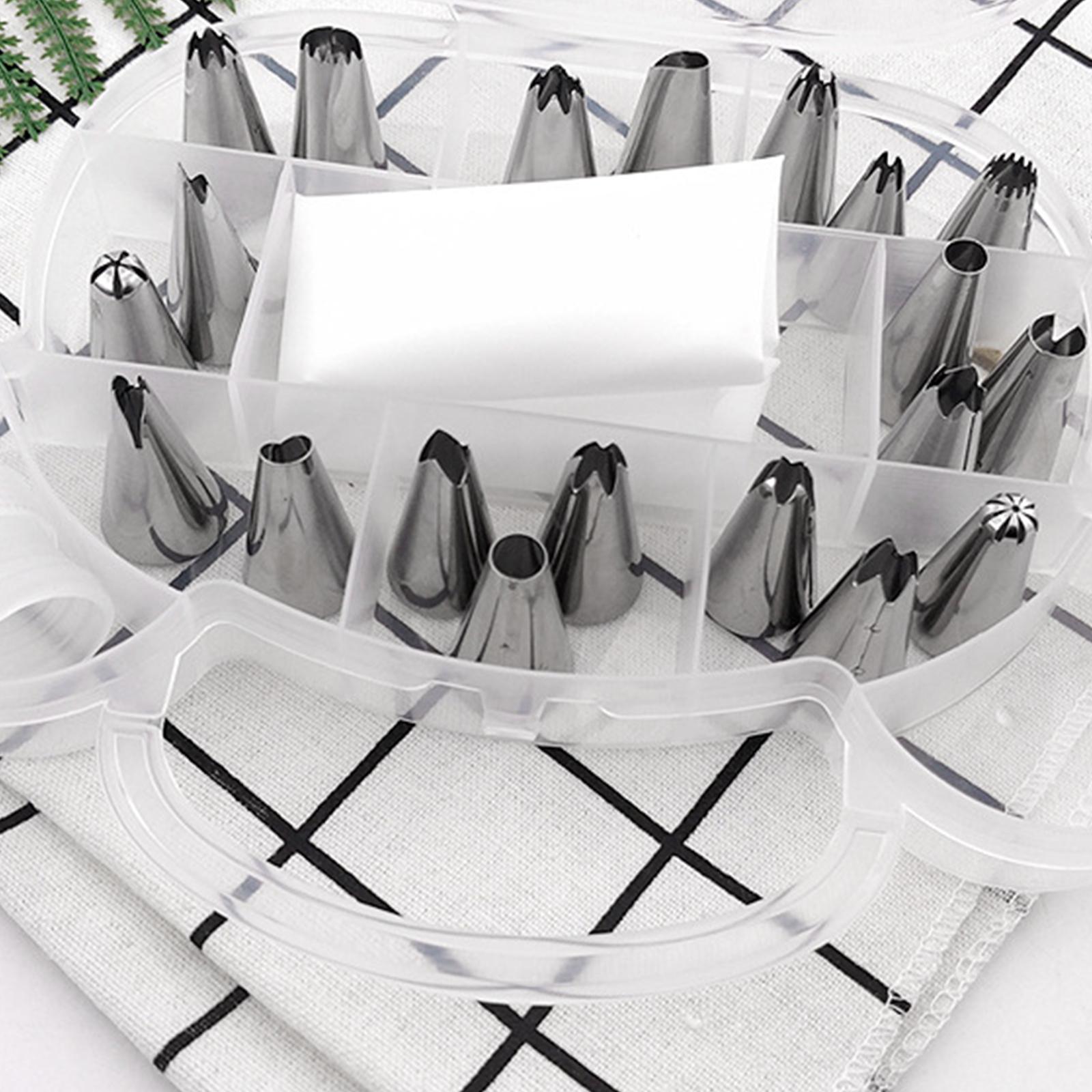 Bộ 22 Món Dụng Cụ Trang Trí Bánh Gồm Đui Bắt Bông Kem Bằng Thép Không Gỉ, túi đựng kem