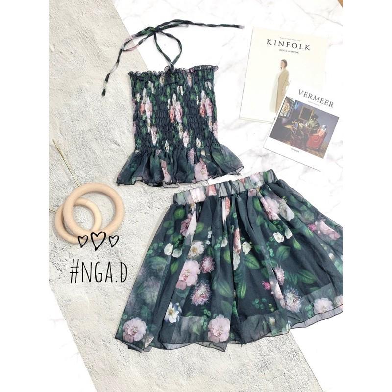 Set hoa chun + chân váy