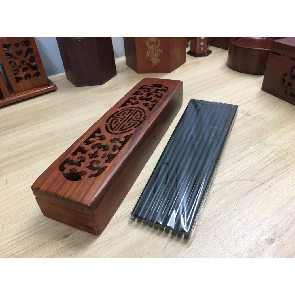 Bộ đũa ăn bằng gỗ mun sừng và hộp gỗ hương