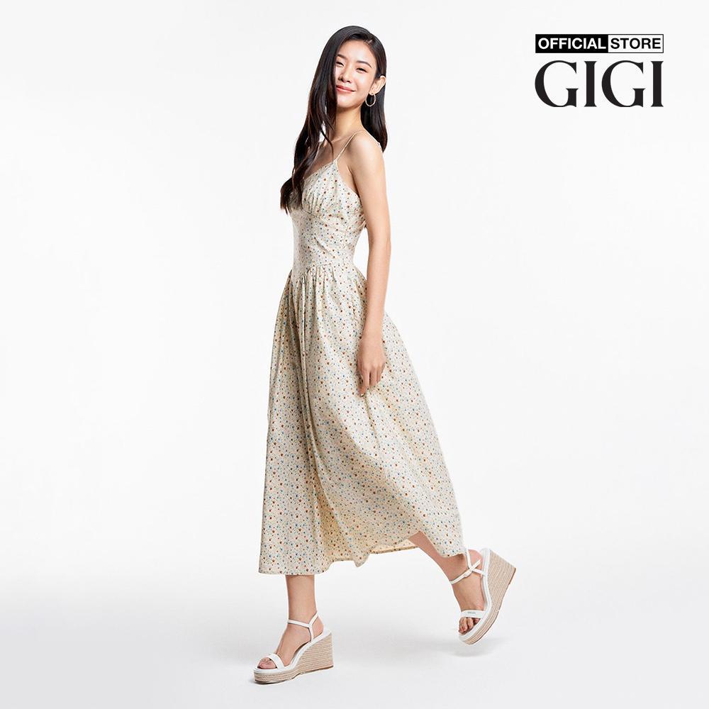 GIGI - Đầm hai dây midi cổ V dáng xòe thời trang G2102D233191