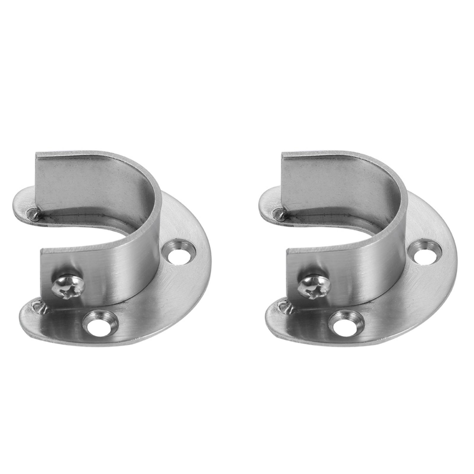 2pcs Closet Pole Sockets Set of 2pcs U-shape Rod Socket Flange Set Stainless Steel Rod Support U Shaped Closet Rod