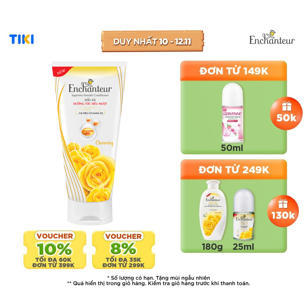 Dầu xả nước hoa Enchanteur Charming dưỡng tóc siêu mượt 335gr