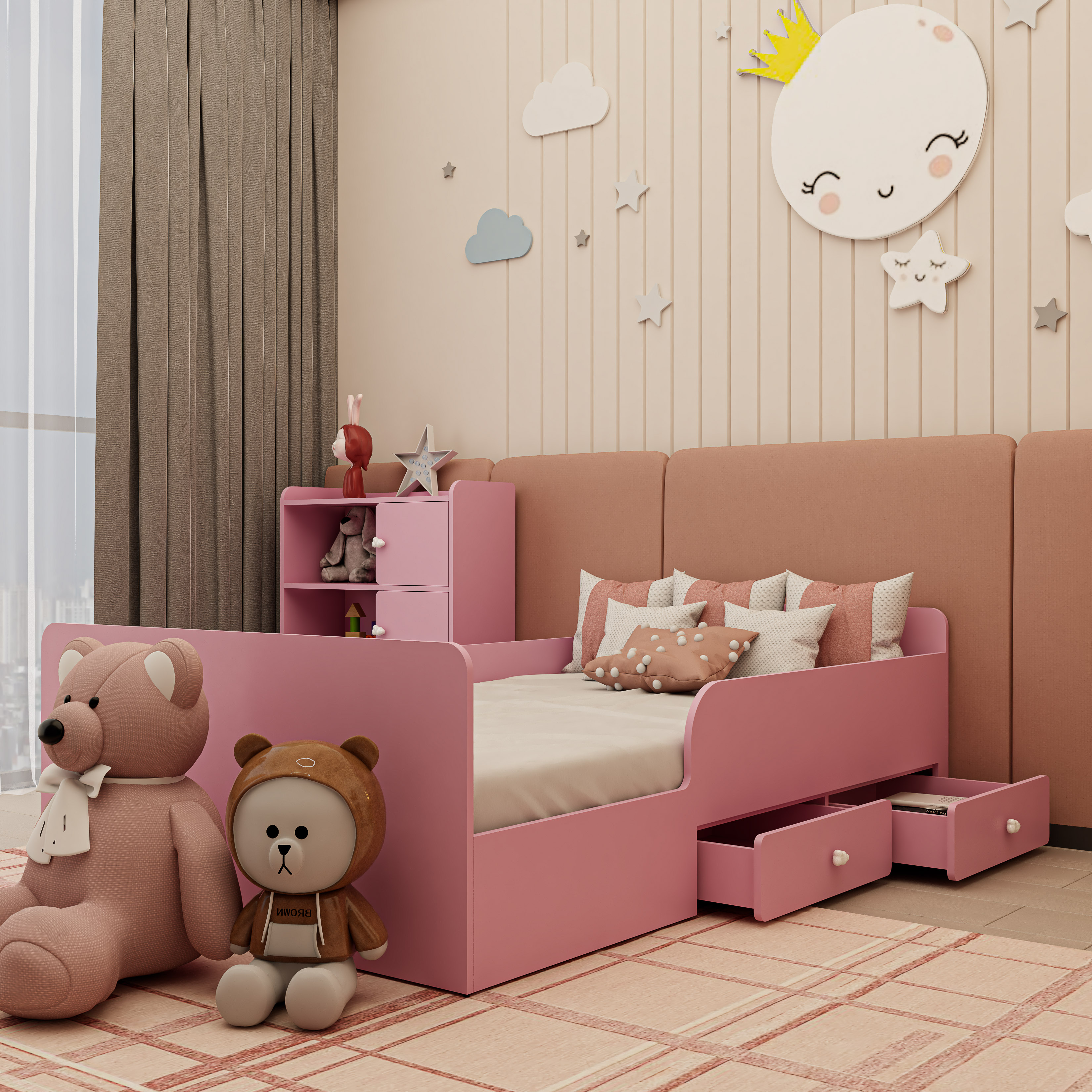 [Happy Home Furniture] KID, Giường ngủ 2 ngăn kéo cho trẻ em , 203cm x 48cm ( DxC), GNG_164, GNG_165