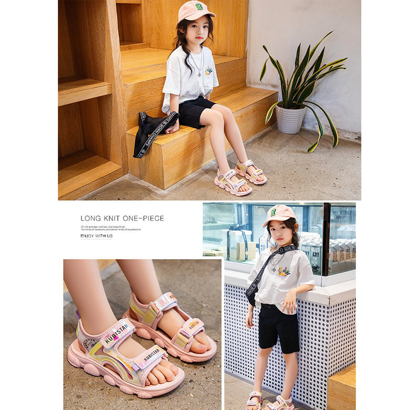 Giày Sandals bé gái quai hậu dán thể thao siêu nhẹ, êm chống trơn cho trẻ em học sinh 6 - 12 tuổi đi học đi biển mùa hè – GSD9002